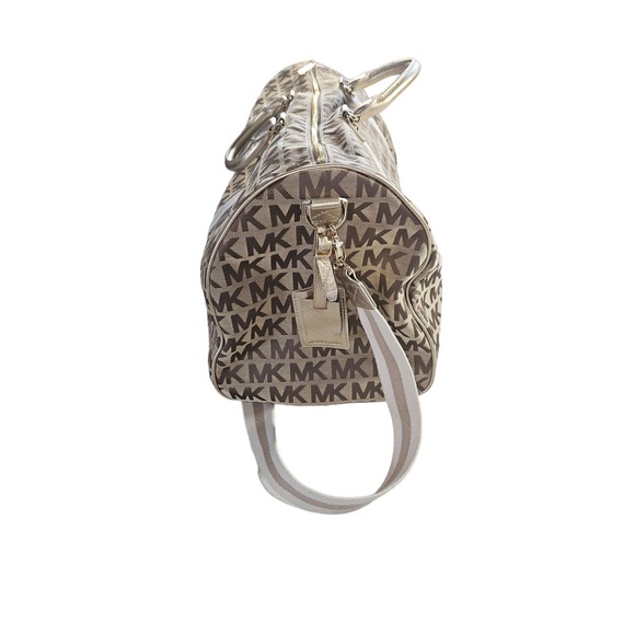 Michael Kors MK signature jacquard duffle travel bag - Picture 2 of 7